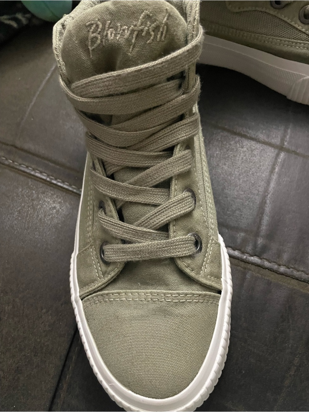 Blowfish Malibu Olive Green Canvas High-Top Sneakers - Picture 2 of 11